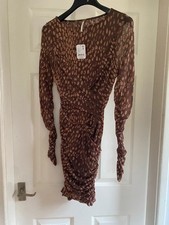 Free People Katana Mini Dress - Brown Combo Size Small RRP: £118 New With Tags