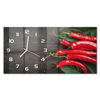 Elegante Glas-Wanduhr Wanduhr Aus Glas Chilischoten WeißE Zeiger 60X30 Cm