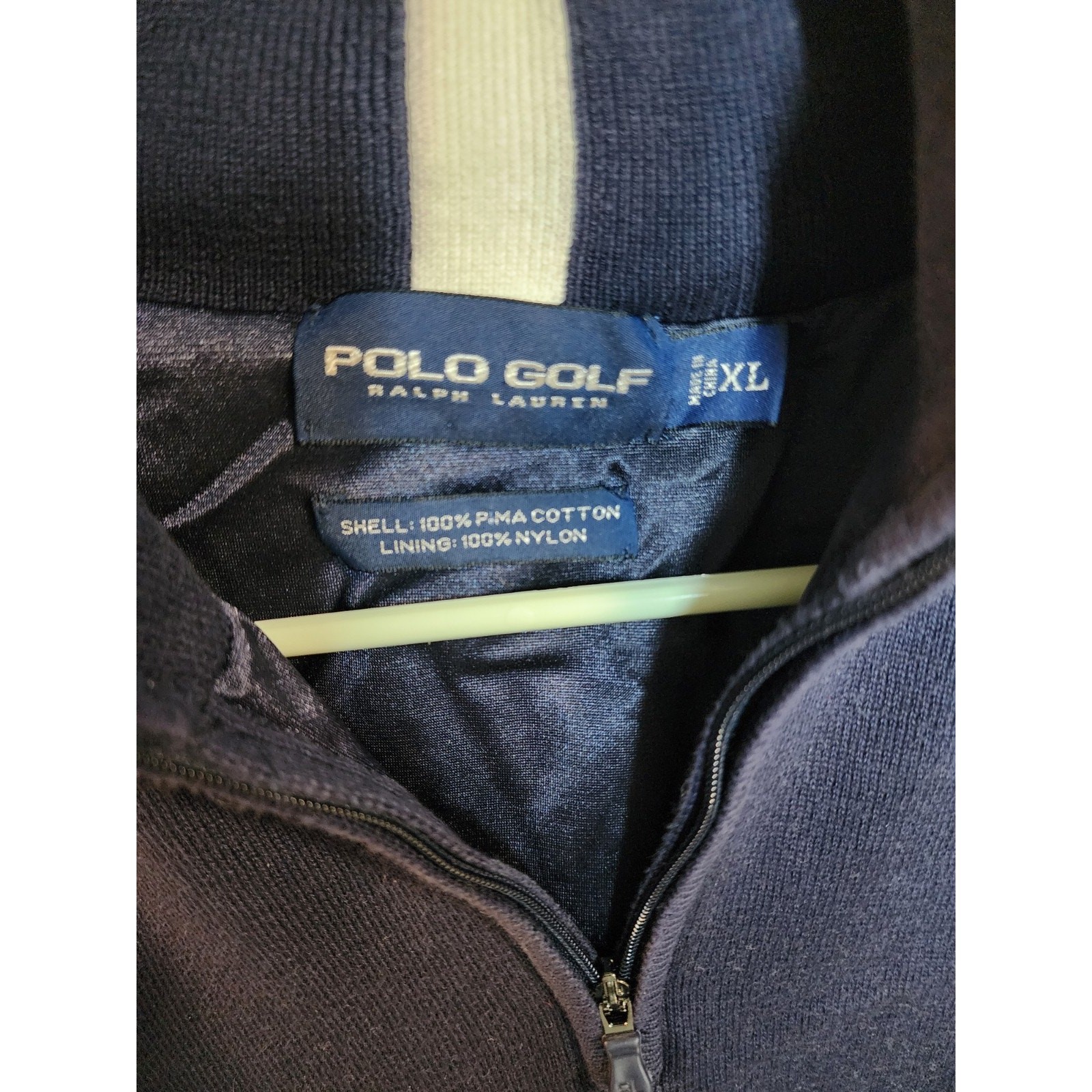 Polo Ralph Lauren Golf Felpa Uomo XL Blu Quarto Zip Rosso Pony Vintage