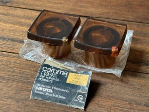 Vintage 1970's *NOS* CAROMA 'PRISMA' Honey Miel Bathroom Tap Handles Robinets 