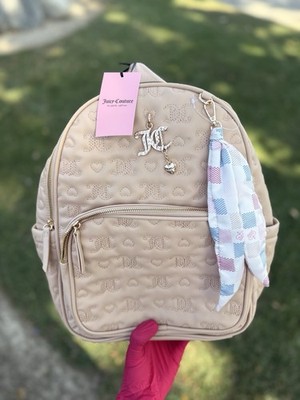 Juicy Couture Word Play Backpack Heart Embossed New Rhinestone