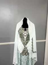 Mukhawar Jalabiya Scarf Flower Print Stitched Fabric Embroidery