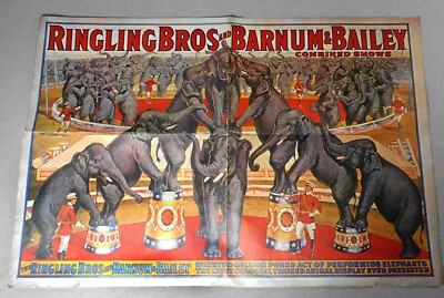 Circus Poster 1927 Ringling Brothers Barnum And Bailey Strobridge LItho 25''x 17''