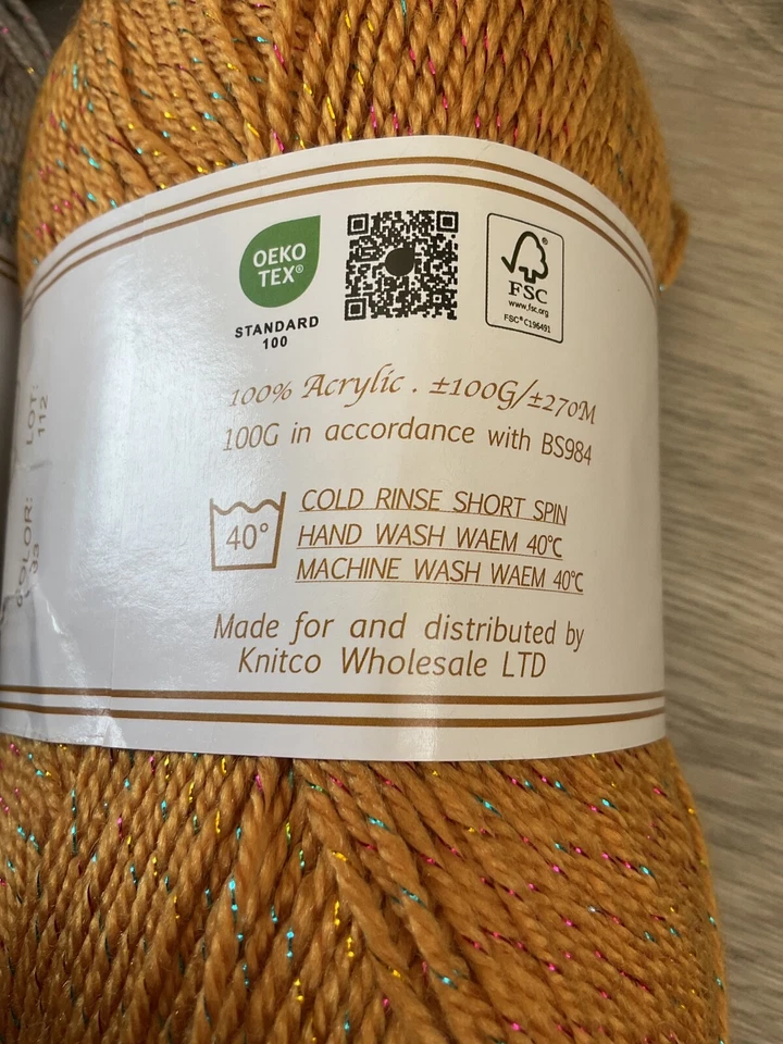 Good Old Fashioned Sparkly Knitting Crochet DK glitter soft yarn. 100g balls. - Image 2 of 3