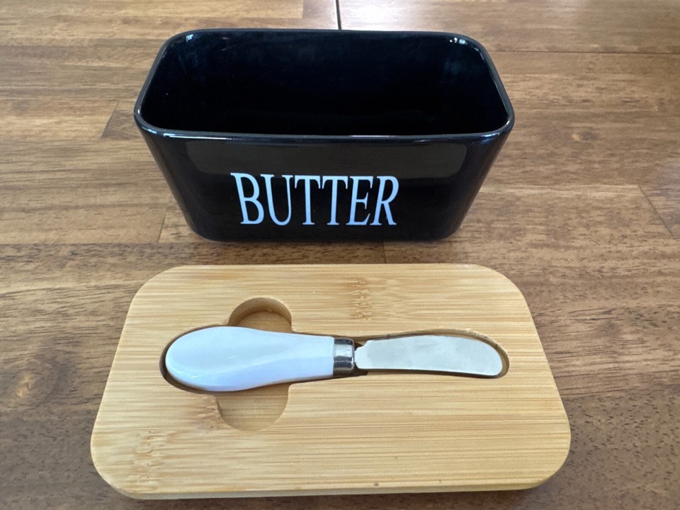 Hasense Butter Dish with Lid, Ceramic Butter Dish with Knife for