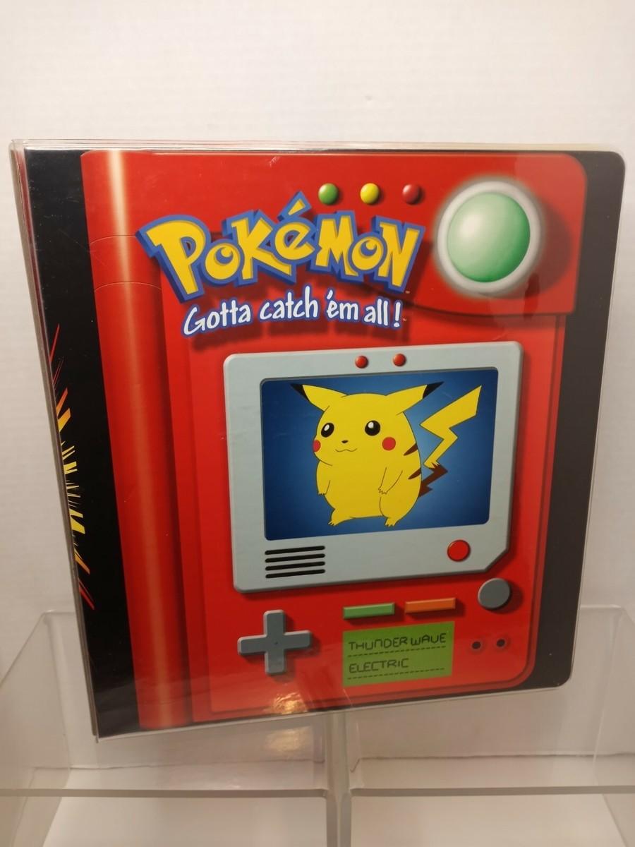VTG 1998 Pokemon Pikachu & Meowth Pokédex Card Binder Nintendo