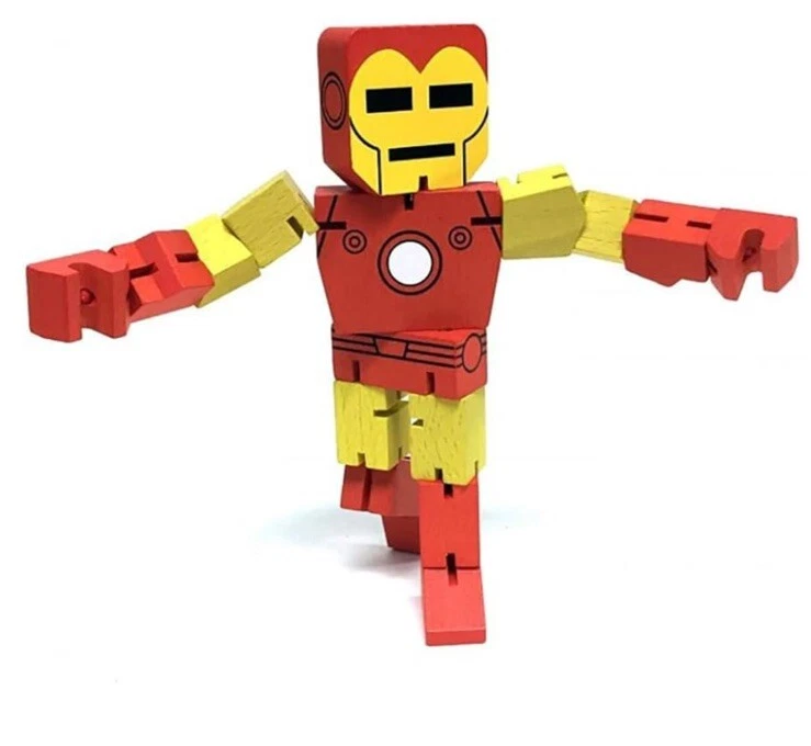 MARVEL WOOD WARRIORS IRON MAN 8 INCH ACTION FIGURE & STATUE - Image 2 of 3