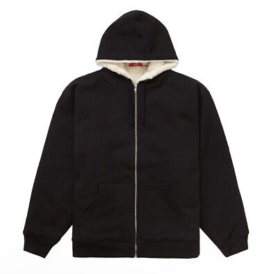 NEW* Supreme Faux Fur Lined Zip Up Hooded Sweatshirt Black NEW* Supreme Faux Fur Lined Zip Up Hooded Sweatshirt Black