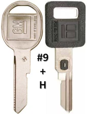 For GM Single Sided VATS Ignition Key #9 + Doors/Trunk GM OEM "Coined" Logo Key