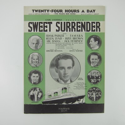 Sheet Music Twenty-Four Hours A Day Sweet Surrender Frank Parker Vintage 1935