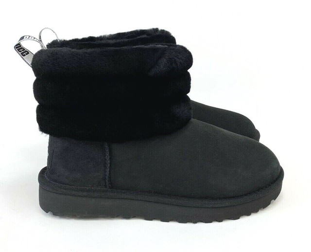 ugg black fluff mini quilted boots