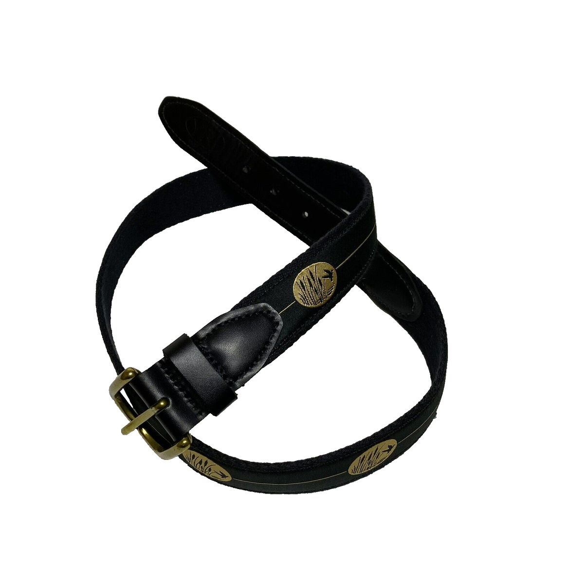 YRI USA Ribbon Belt Size 32/30 Black Duck Cattails Duck Sporting