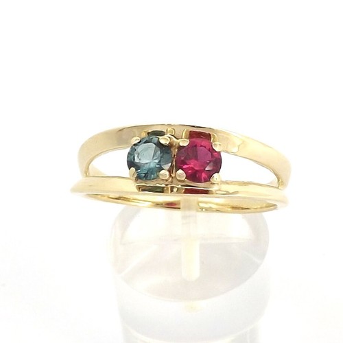 14k Gold Two Birthstone Mothers Ring 