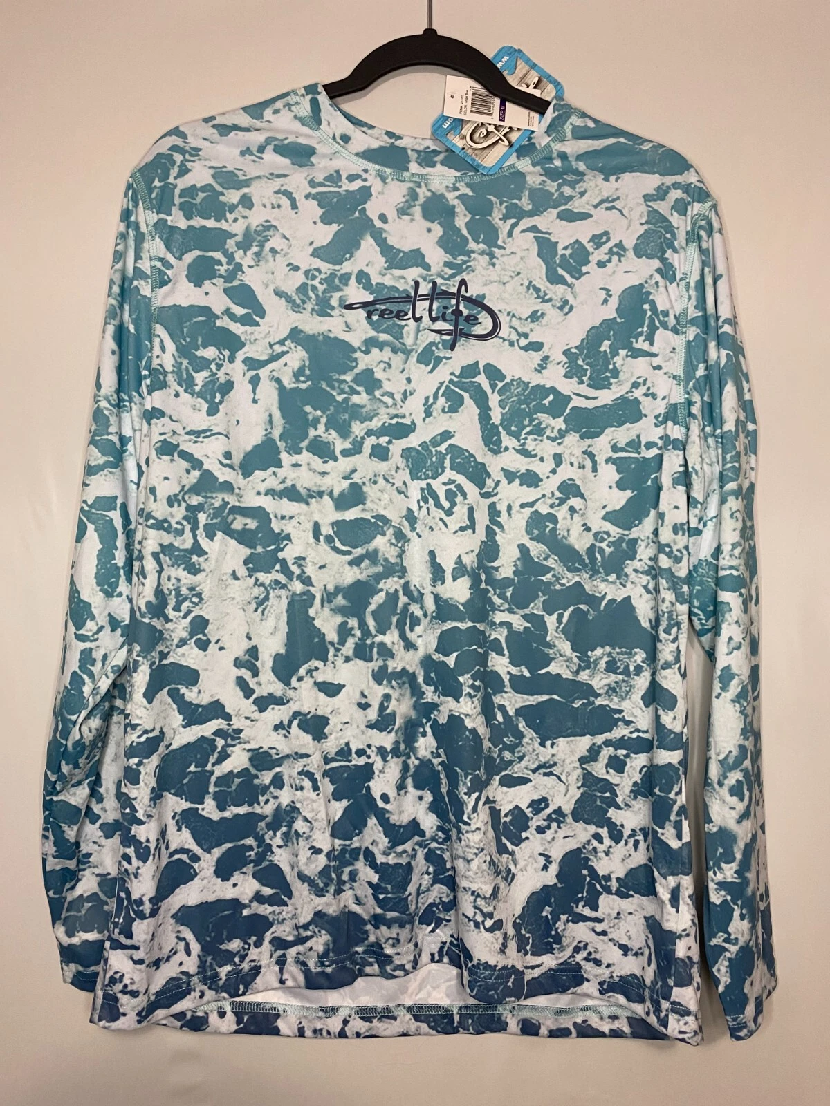 Reel Life Men's LS UV Water Foam Fishing Shirt (Medium) Angel Blue R-01