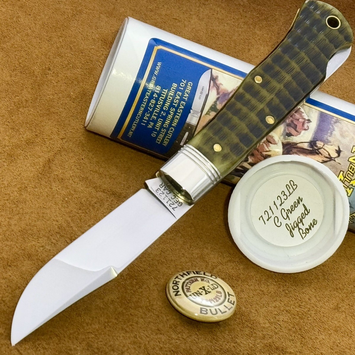 ✨GEC GREAT EASTERN CUTLERY NORTHFIELD 72 CODY SCOUT GREEN JIGGED