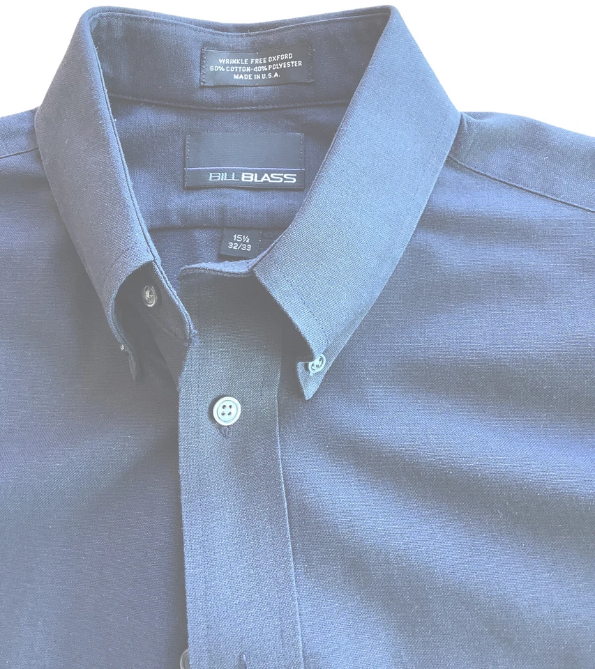 Camisa Bill Blass Para Hombres 15 1/2 Carbón Camisa de Vestir Oxford Sin Arrugas Manga Larga Foto 4 de 4