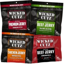 Wicked Cutz Premium Spicy Jerky Quality Natural Smoked Variety Bacon 2 Oz 4-Pack