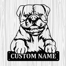 Personalized Bulldog Metal Sign, Dog Owner Wall Art, Memorial Gift