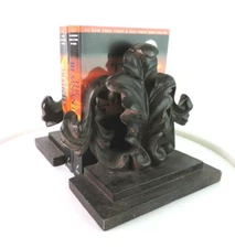 Leaf Book Ends Set Resin Cast Faux Wood Heavy Dark Brown