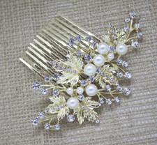 Gold tone hair comb bridal wedding rhinestone hair accessories ha4862