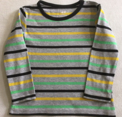H&M Grey, Navy, Yellow, Green Striped Long-Sleeved T-Shirt Size 2-4 ...