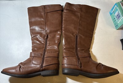 Bamboo Boots Montana 48 Women's Size 11 Chestnut Brown Strappy Zippered Shoes