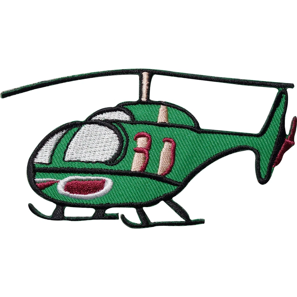 Helicopter Embroidered Iron / Sew On Patch Kids Crafts Jacket Embroidery Badge
