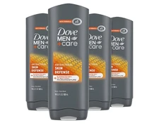 4 DOVE MEN+CARE ANTIBACTERIAL SKIN DEFENSE BODY & FACE WASH 18 FL OZ HTF