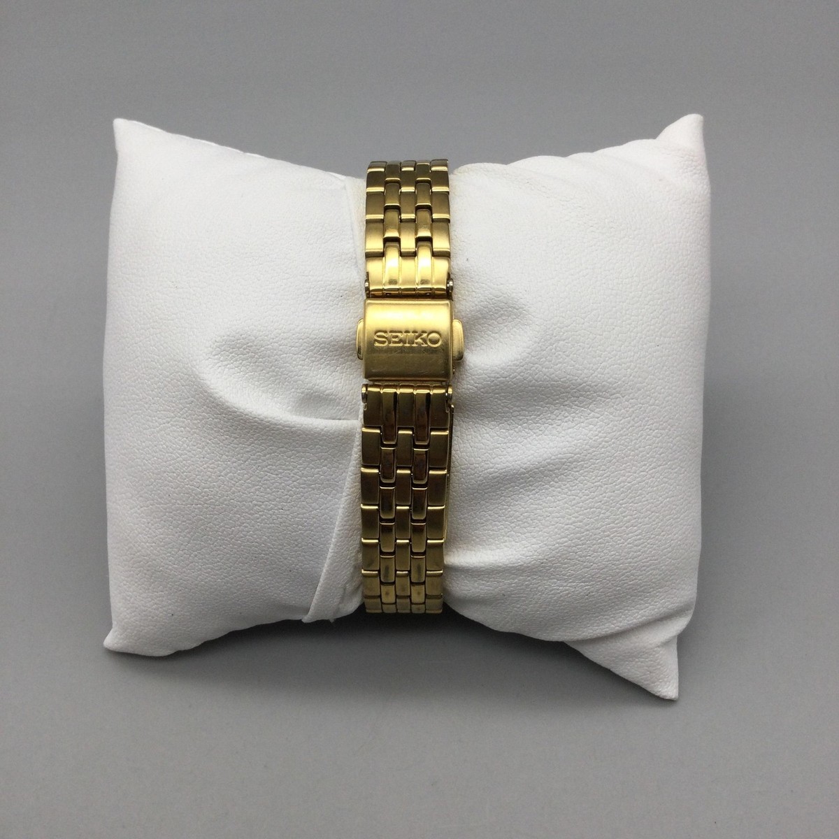 Women’s Seiko Solar Dress 25mm Watch Gold Tone White Dial Day Date V138-0AA0 Seiko Women V138-0AA0 Dress Gold Tone Solar 25mm Watch 6 1/4  main image 2
