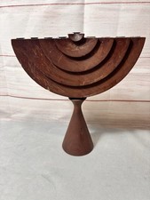 JUDAICA Hanukkah menorah JUDAISM Chanukiah Hanukkiah Jewish Candlestick Wood MCM