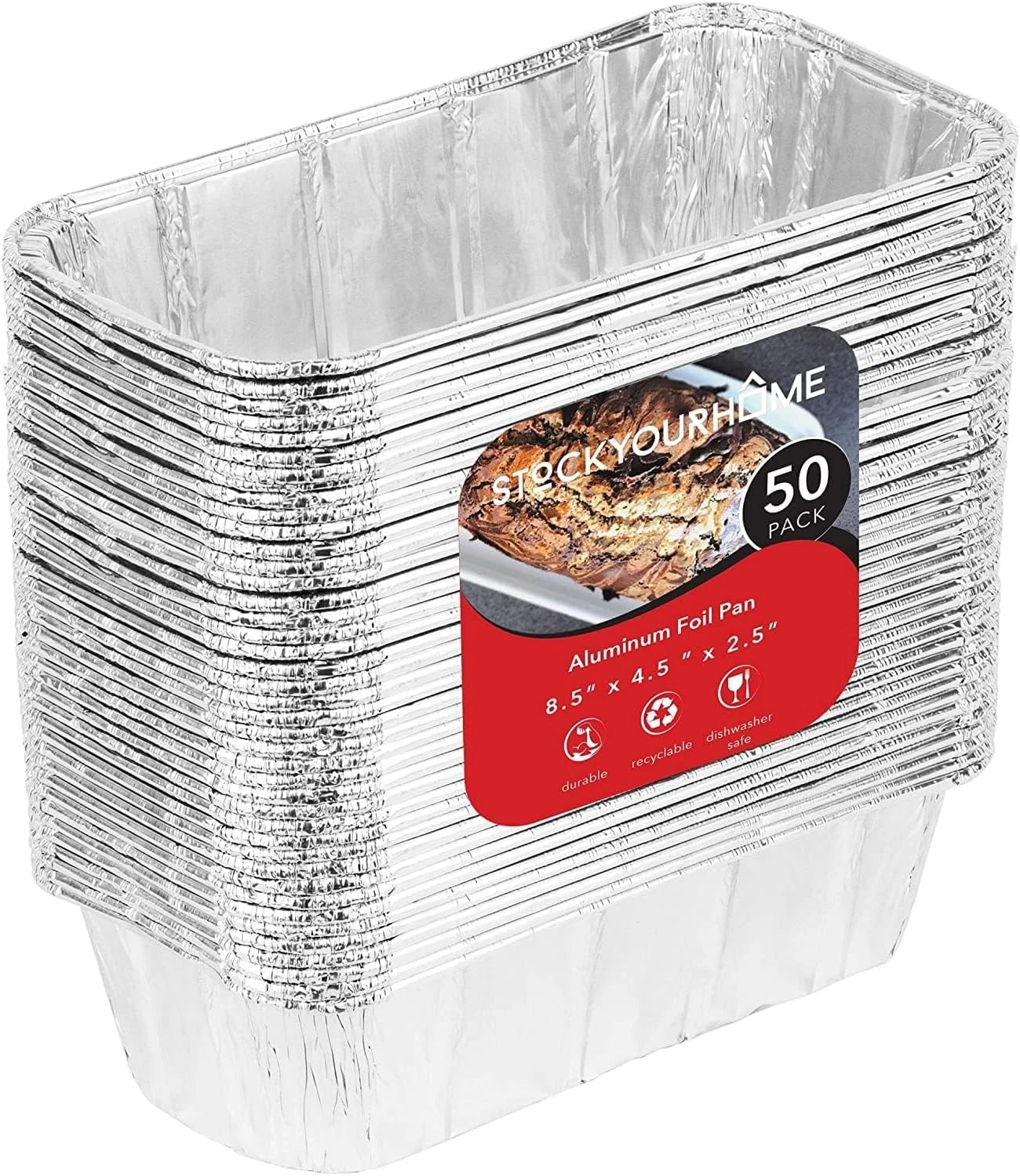 2 Lb Aluminum Foil Mini Loaf Pans (50 Pack) Disposable Small Loaf Pan – 2 Pound