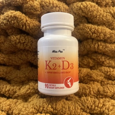Miss Pep Vitamin K2 + D3 Softgels, 90 Count Supports, Muscle Bone & Joint Health