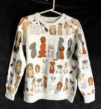 SM Wardrobe womens Sweatshirt sz M Dog Puppy All Over Novelty Print NWOT