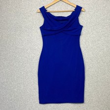 Lauren Ralph Lauren Dress Womens 8 Blue Draped Crisscross Cocktail Bodycon