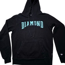 Diamond Supply Co Hoodie Black Pullover Hoodie Blue Puffy OG Logo Size Small