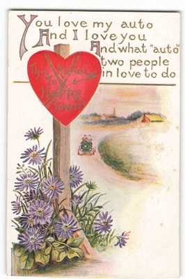 You love my auto And I love you embossed VTG Postcard CG2.