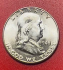 1948 D Franklin Silver Half Dollar, Choice to Gem Uncirculated, FBL.