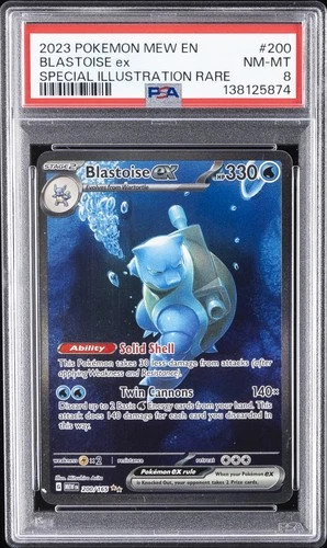 2023 POKEMON MEW EN-151 SPECIAL ILLUSTRATION RARE #200 BLASTOISE EX PSA 8
