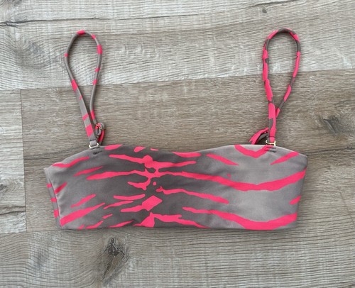 Beach Bunny Swimwear London Bralette Tiger Psycho Red Pink Bikini Top XS - Picture 1 of 5