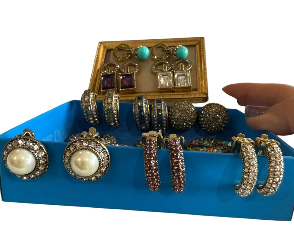 Heidi Daus Sparkling Interchangeable Clip On Earring Wardrobe Large Lot - Image 3 of 4