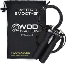WOD Nation Attack Speed Jump Rope : Adjustable Jumping Ropes : Unique Two Cab...