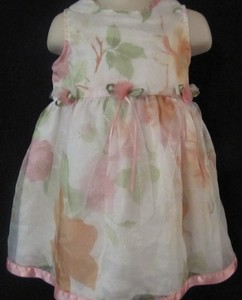 Me Too Sleeveless White Dress with Flowers Size 9 Months