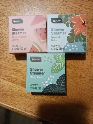 b.pure Shower Steamer Set Minty Fresh, Tropical Bliss, Showermelon Breeze 3pc