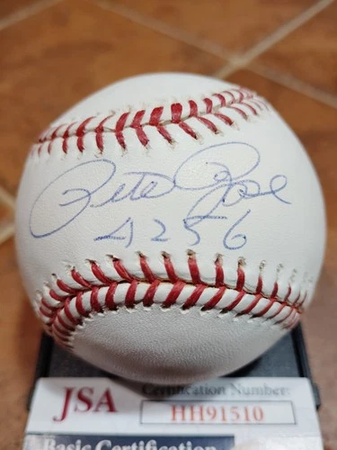 PETE ROSE 4256(HITS) SIGNED AUTOGRAPHED MLB BASEBALL  JSA CERT. REDS PHILLIES