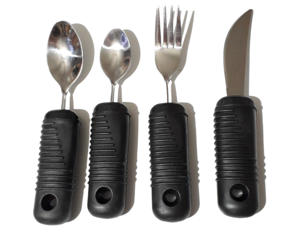 4 Pc Sammons Preston Sure Grip Fork Knife Spoon Aid Utensil