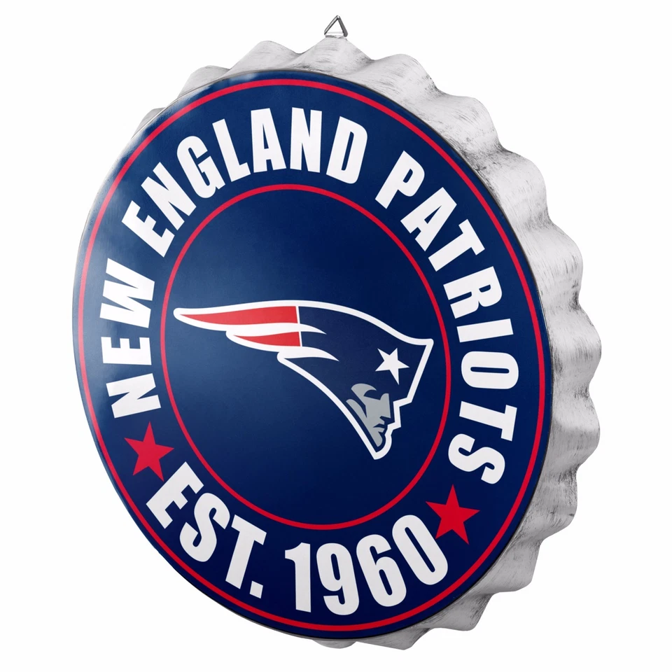FOREVER COLLECTIBLES New England Patriots Bottle Cap Sign - Est 1960 - Room Bar Decor NEW 13.5"
