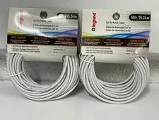 LOT OF 2 Legrand On-Q 50 Foot Cat 5e Patch Cable White AC3550WHV1
