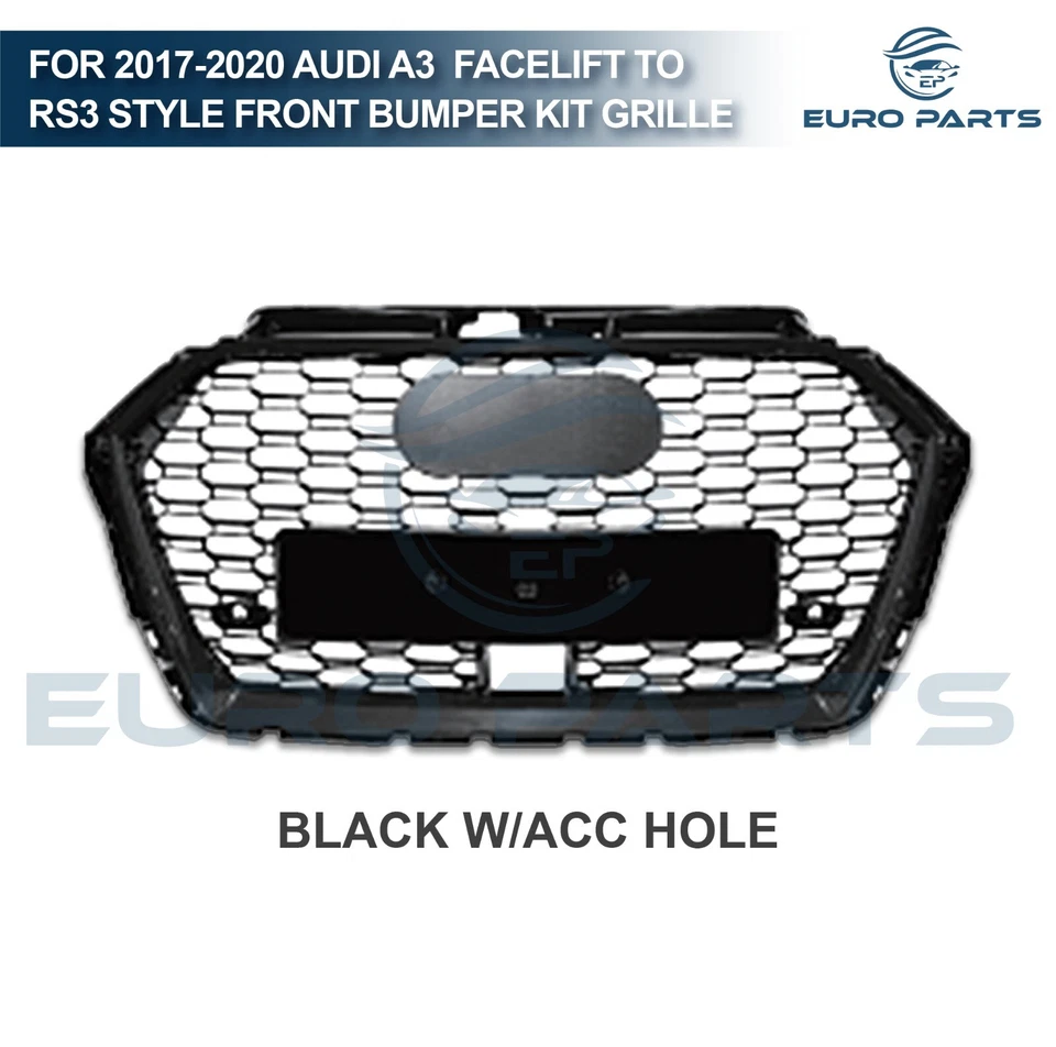 Fits 2017 2018 2019 Audi A3 Upgrade to RS3 Style Front Bumper Conversion Kit - Image 3 of 4