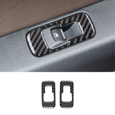 2x Carbon Interior Rear Door Window Switch Lift Panel Trim Cover for Ford F-150
