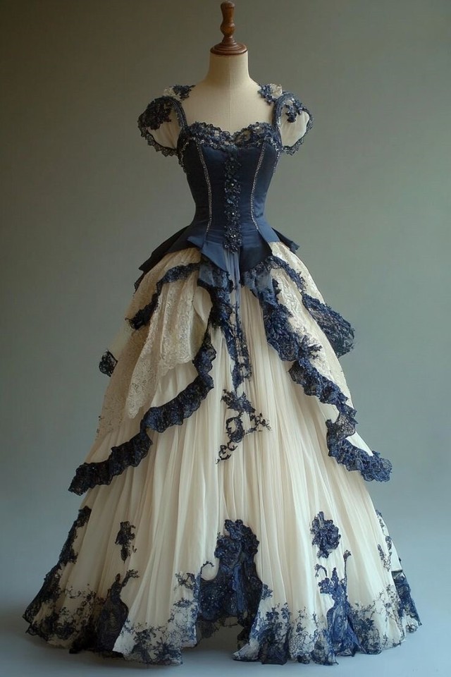 Midieval Prom Victoria Prom Dress Fantasy Vintage Corset Corset Lace Appliqué Pleated ...